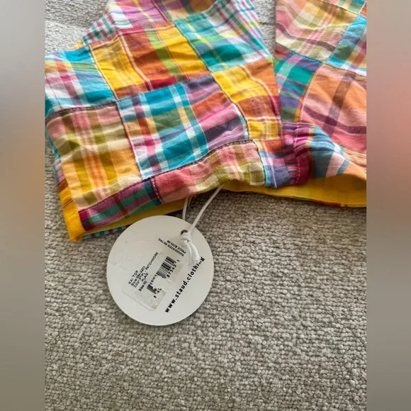NWT STAUD X BIRKENSTOCK KAI PATCHWORK PLAID COTTON HALTER TOP- SIZE 00